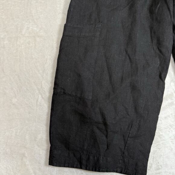Bryn Walker 100% Linen Black Pants Women's Size XXS Wide Leg Crop Pockets - Picture 2 of 10